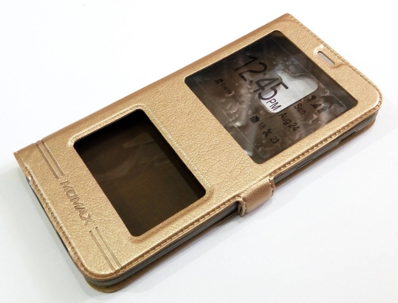 

Чехол книжка с окошками momax для Samsung Galaxy J8 j810 2018 золотой