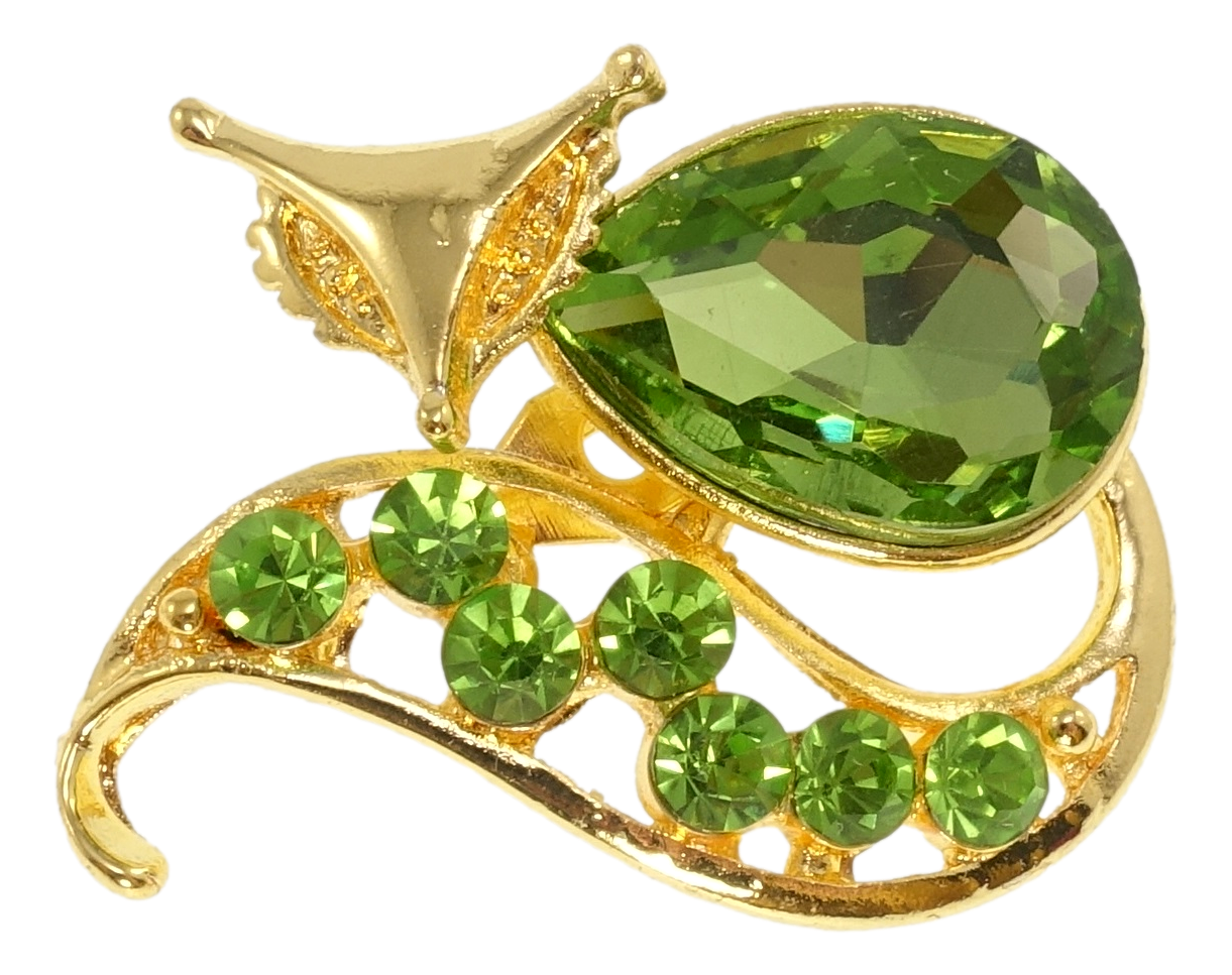 

Брошь "Лиса с зелёным кристаллом"