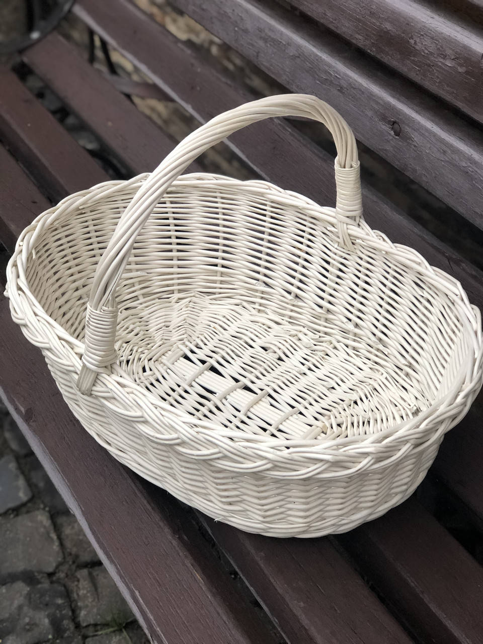 

Корзина плетеная из натуральной белой лозы с ручкой «Венеция большая»