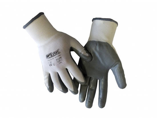 

Перчатки трикотажные ПЭ,белые покрытие нитрил WERK WE2109