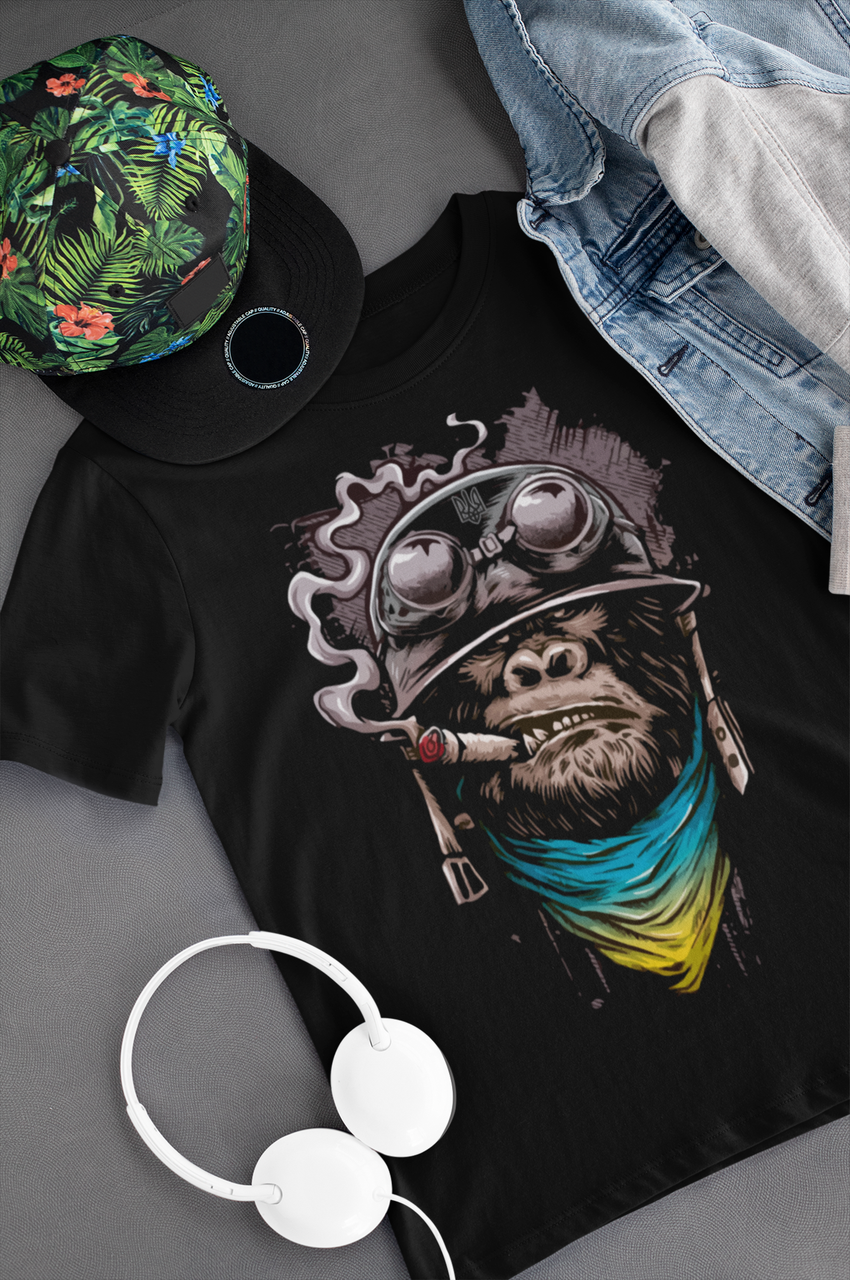 

" Байкер горила " футболка з оригінальним принтом " Ukr monkey T-shirt " M
