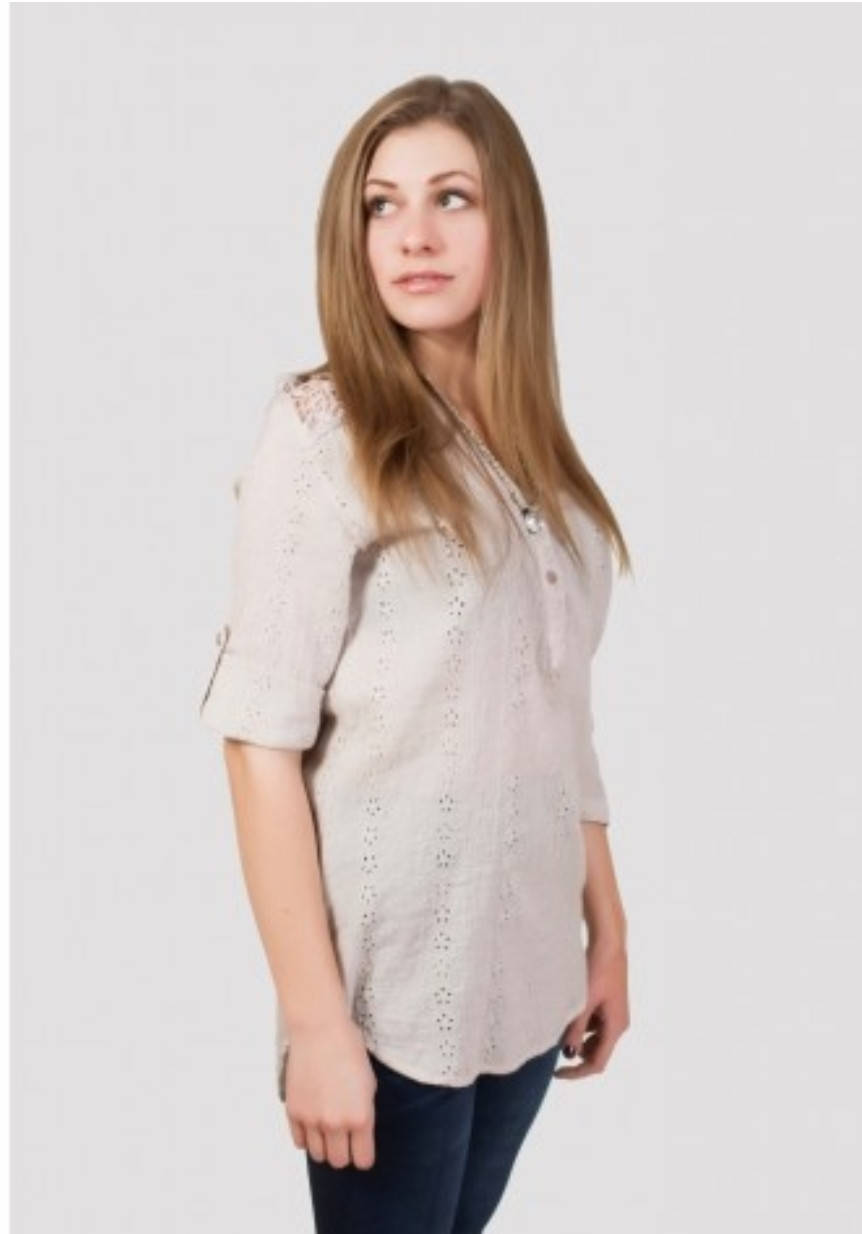 

Женская летняя блуза из натуральной ткани (L-5XL), Бежевый
