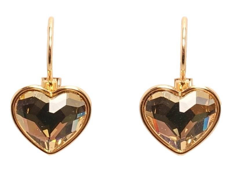 

Серьги Xuping Позолота 18K с кр-ми Swarovski франц. замок "Кристальное сердце Topaz на дужке"