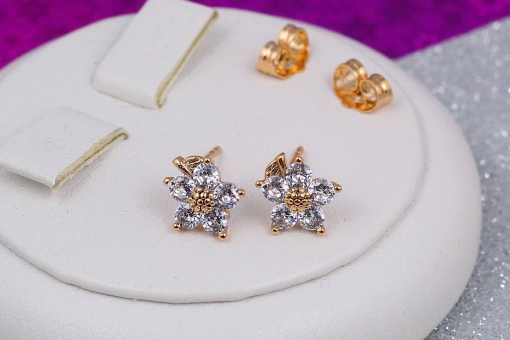 

Серьги гвоздики Xuping Jewelry цветочки 10 мм золотистые
