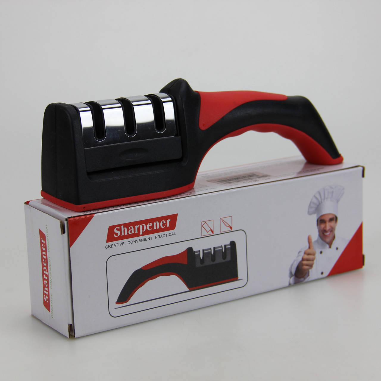 

Точилка для кухонных ножей 3-ступенчатая с ручкой Knife Sharpener Tool