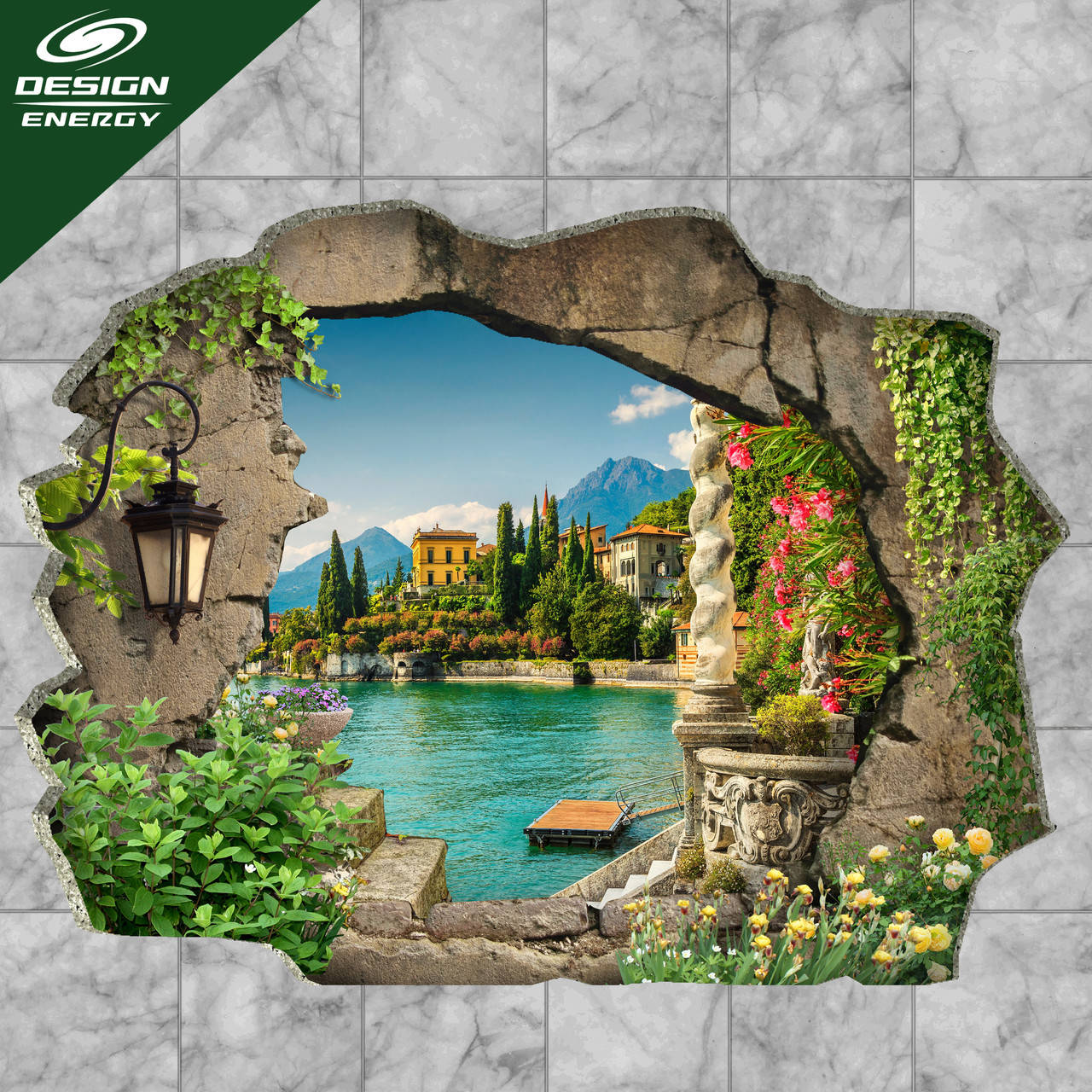 

Интерьерная 3D наклейка на стену ИТАЛЬЯНСКИЙ ПЕЙЗАЖ Большой размер 130х100см