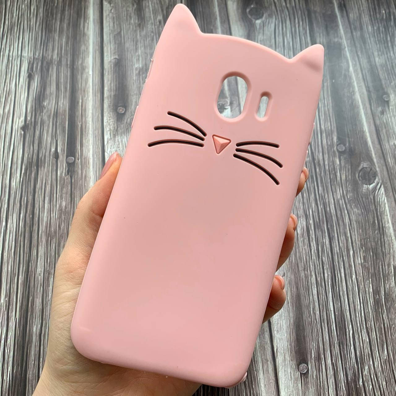 

Чехол для Samsung Galaxy J4 2018 J400 с ушками котика 3D чехол на телефон самсунг дж4 дж400 пудровый SCC