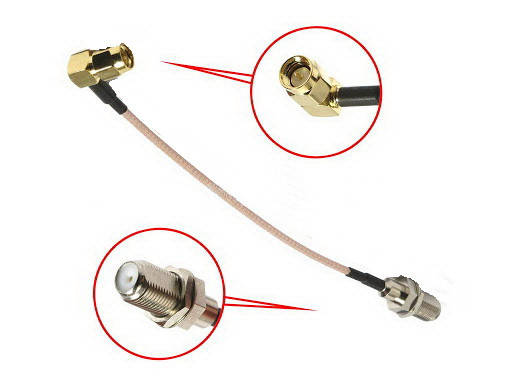 

Антенный переходник угловой SMA(male) - F с проводом (HQ gold)