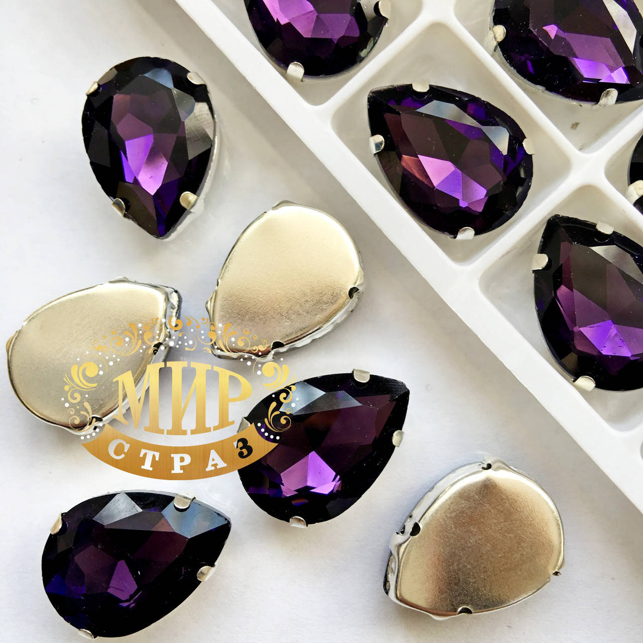 

Cтразы в цапах, Капля, Размер 20x30, Цвет Amethyst