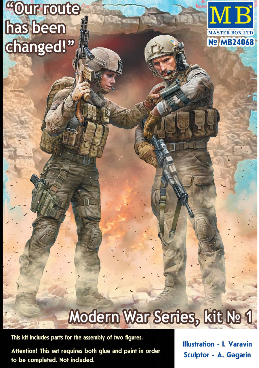 

Серия современной войны, набор № 1. "Наш маршрут изменен!". Сборные фигуры. 1/24 MASTER BOX 24068