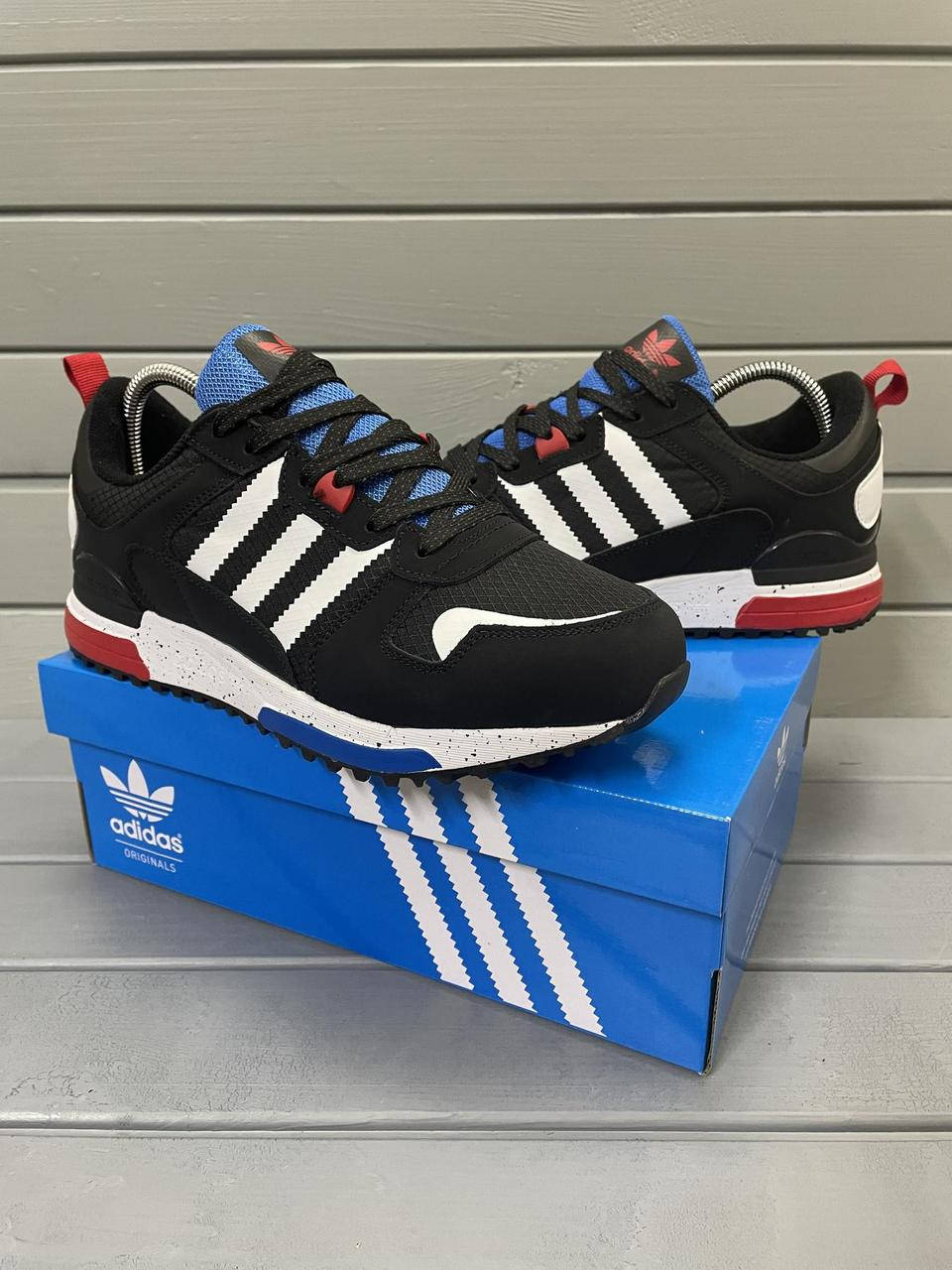 

Кроссовки Adidas ZX 700 HQ чёрные (синий язычок), Черно-белый