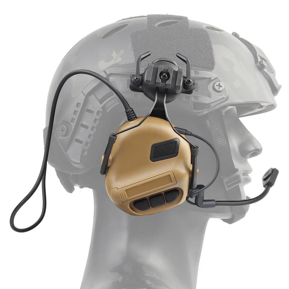 

Наушники активные тактические на шлем под рейлы койот Active Helmet Headset Coyote