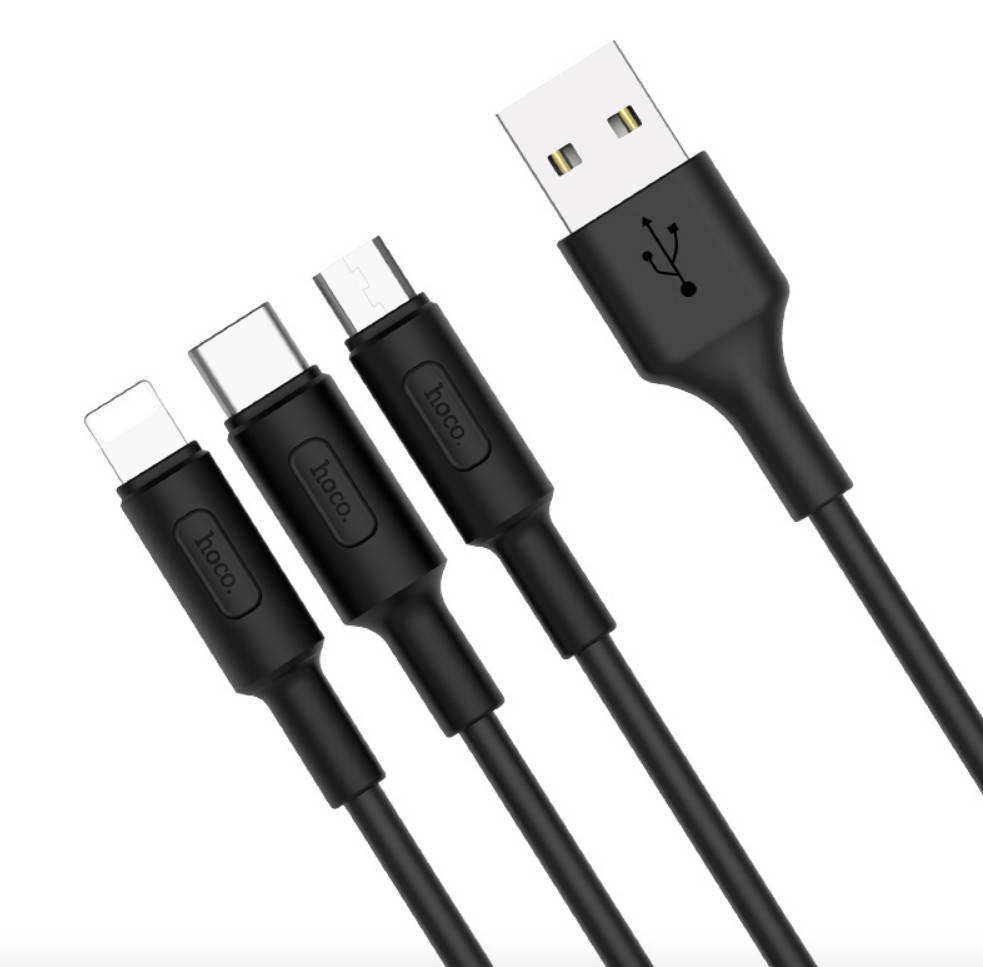 

Кабель Hoco Cool X 25 Data Cable Pull 3 IN 1 IP Micro Typce C 184457