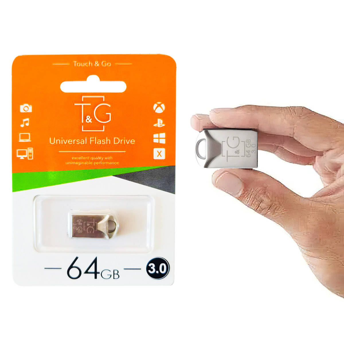 

Флешка usb 3.0 на 64 гб "T&G" Серебристая, usb флеш накопитель - мини флешка металлическая Metal Series (NS), Серый