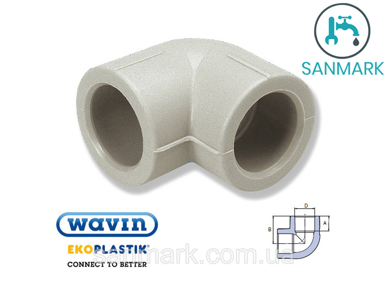 

УГОЛ (КОЛЕНО) EKOPLASTIK WAVIN 25Х90 (SKO02590XX), Серый