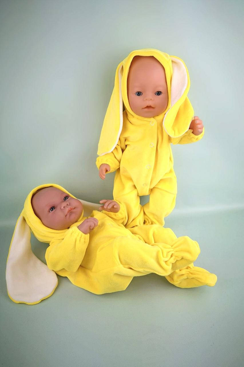 

Кигуруми "Солнечный зайчик" для пупсов 42-45 см - одежда для Baby Born и Antonio Juan