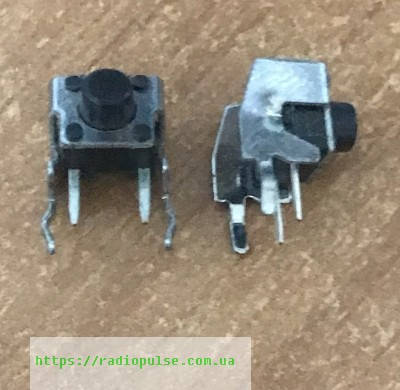 

Тактовая кнопка 4pin 6х6мм,боковая,шток= 1.5мм для ТВ