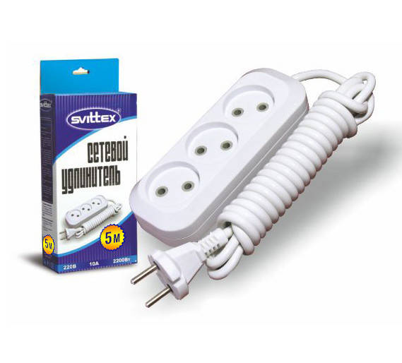 

Удлинитель 5м "SVITTEX" 2200Вт 220В 10А