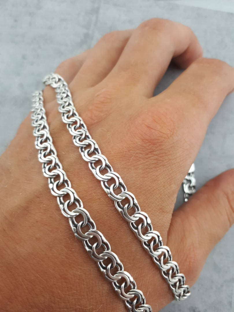 

Мужская серебряная цепочка Бисмарк со звеном 6 мм