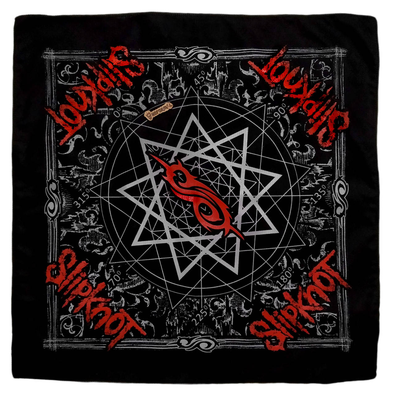 

Бандана Slipknot черная (красные лого) 60*60 см (N0191), Черный