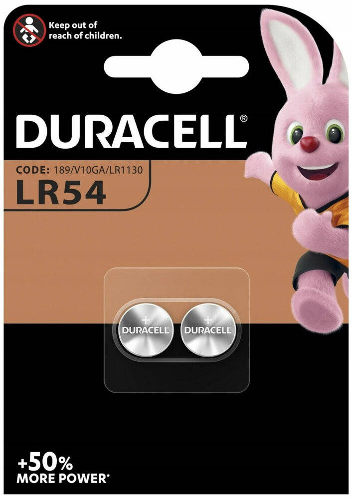 

Батарейка Duracell LR54/AG10/189/191/LR1130 - 2 шт на блистере