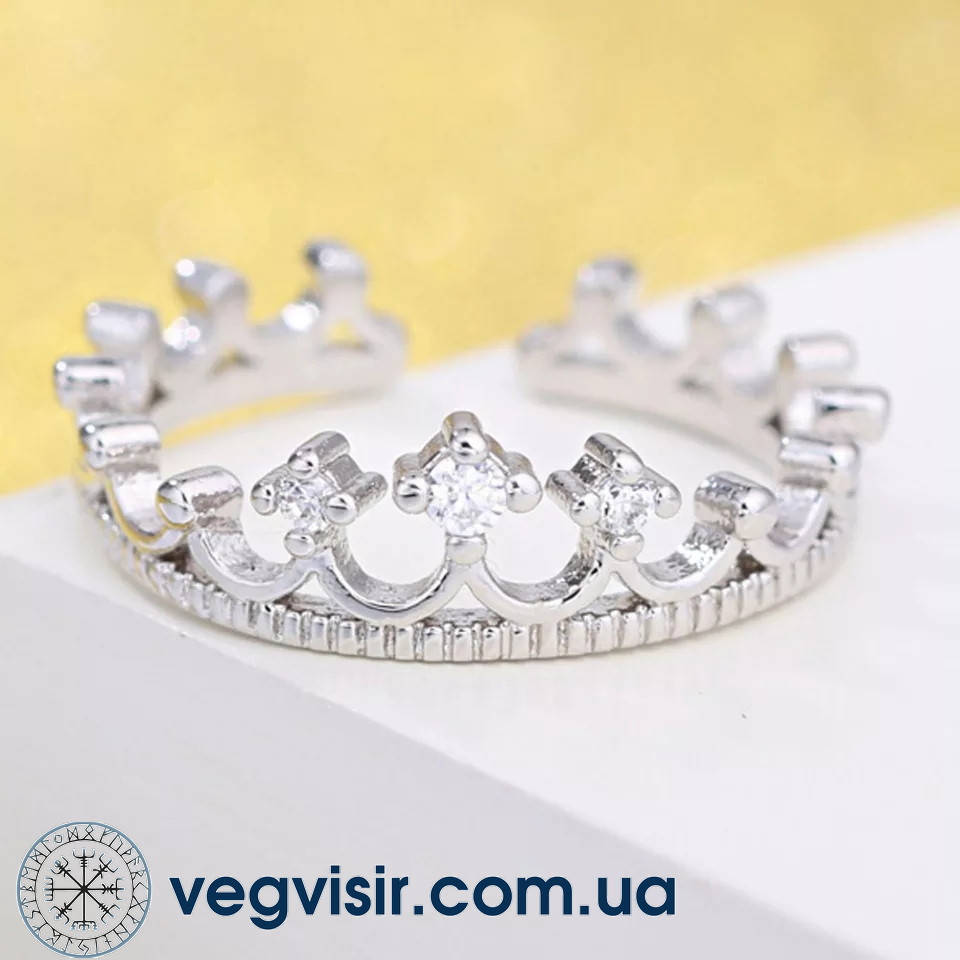 

Шикарное изысканное кольцо Корона регулируемое с камнями кристаллы