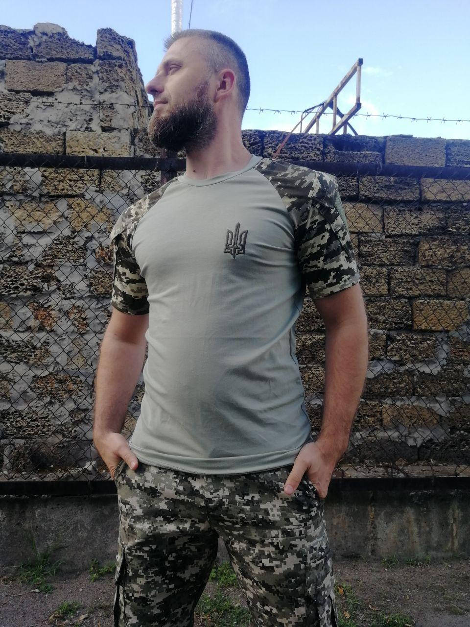 

Военная футболка с коротким рукавом, тактический рашгард, убакс пиксель XXL, Хаки