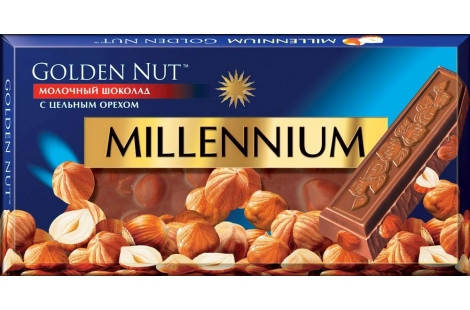 

Молочний шоколад Millennium Golden Nut з лісовими горіхами 100г