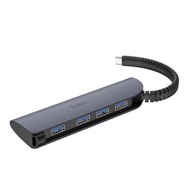 

HUB адаптер HOCO Type-C Victory HB12 4xUSB3.0 OTG 5Гбит/с Dark Grey