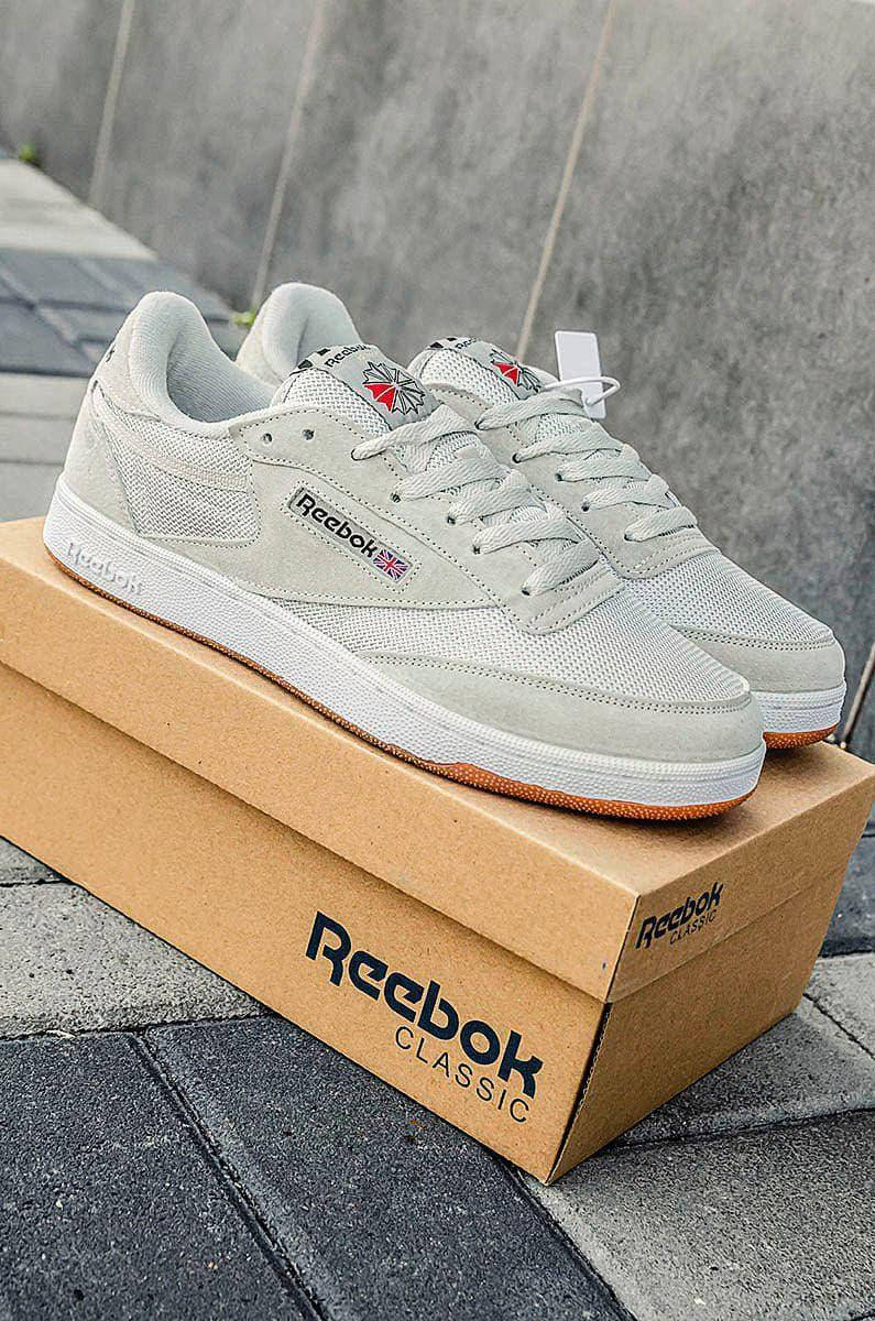 

Мужские кроссовки Reebok Classic Бежевые Замшевые, Черный