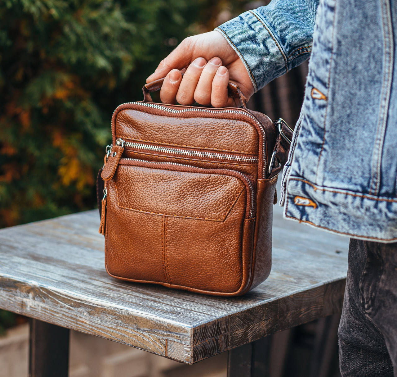 

Мужской мессенджер - сумка Tiding Bag коричневая через одно плечо, Коричневый