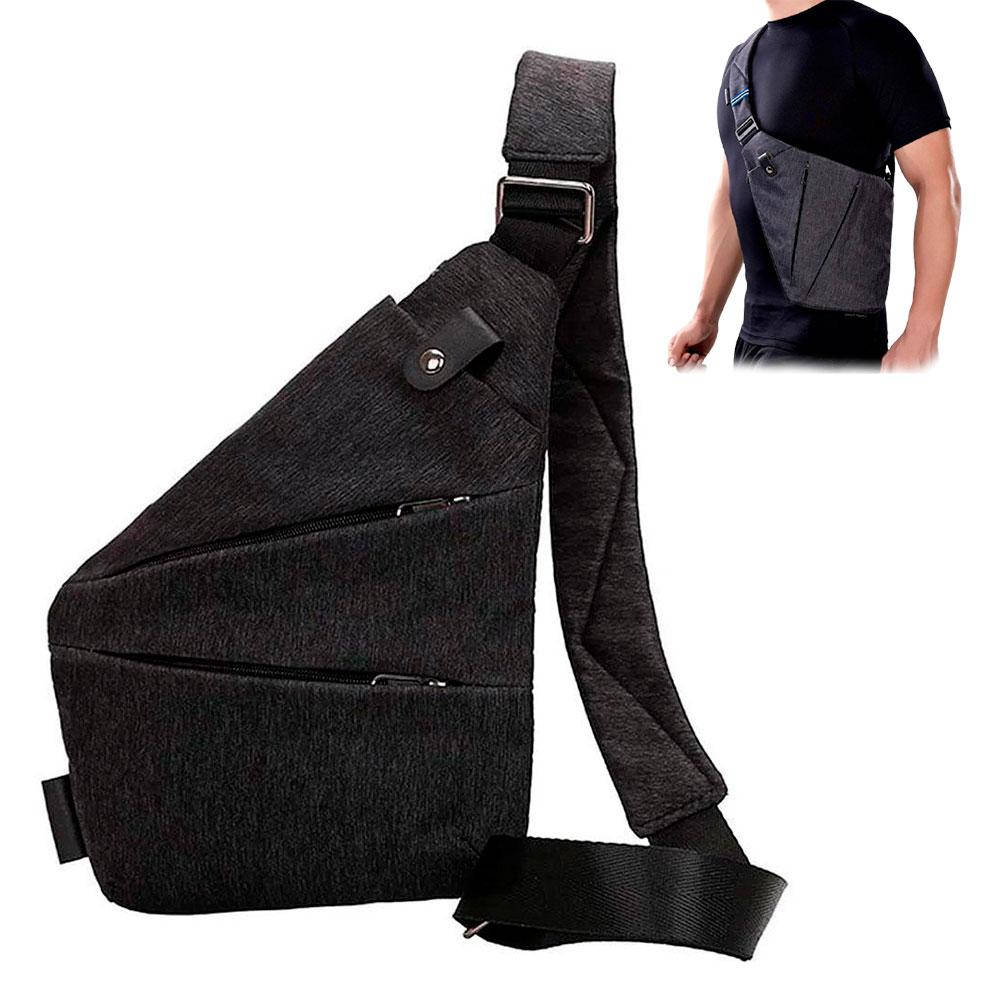 

Мужская сумка через плечо Cross Body 30х22х15 / Сумка мессенджер Черная, Темно-серый