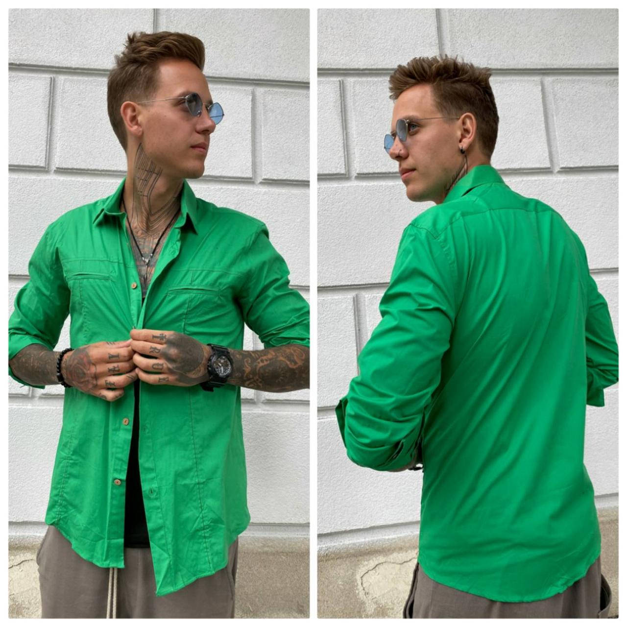 

Рубашка мужская стрейчевая коттоновая высокого качества NOSEDA, Турция, Зелёный