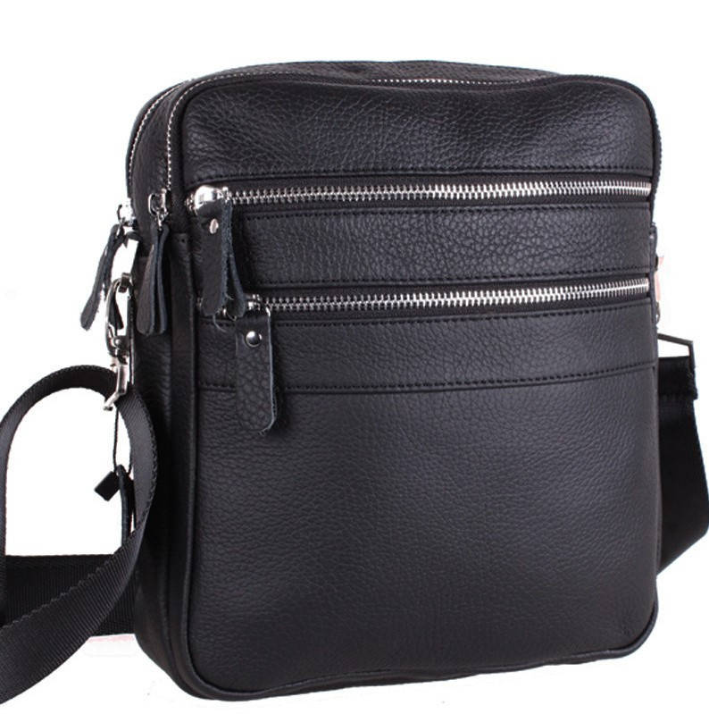 

Мужская кожаная сумка через плечо Tiding Bag LTH00-5443 Черная, Черный