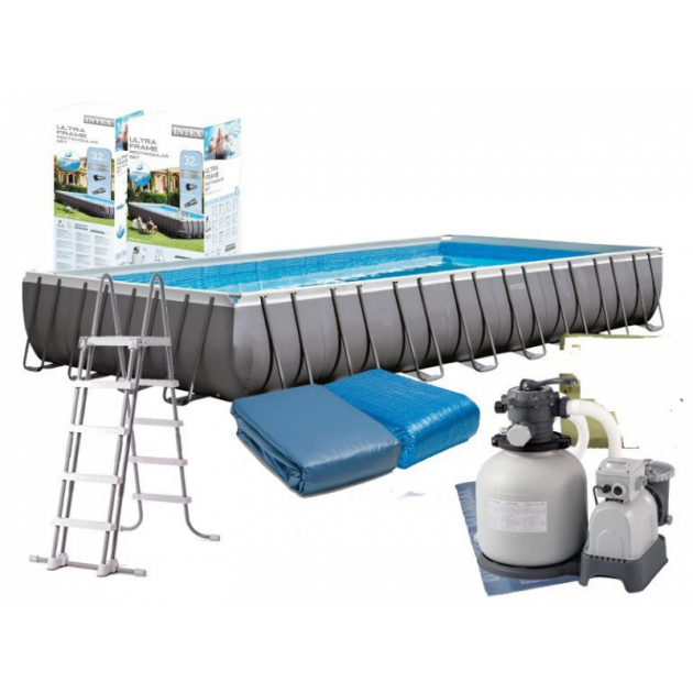 

Бассейн каркасный INTEX 26374/26372/28372, прямоугольный, 975х488х132 см песоч.насос 28648, лестница,