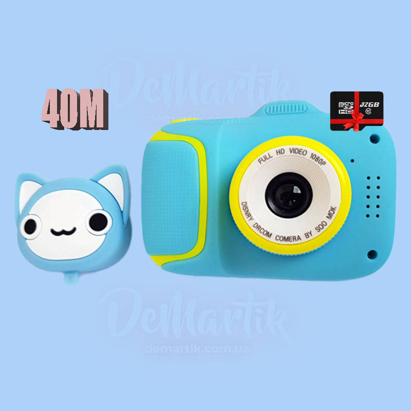 

40М Детский цифровой мини фотоаппарат Cartoon Camera X11 Котик Kitty с картой 32Гб