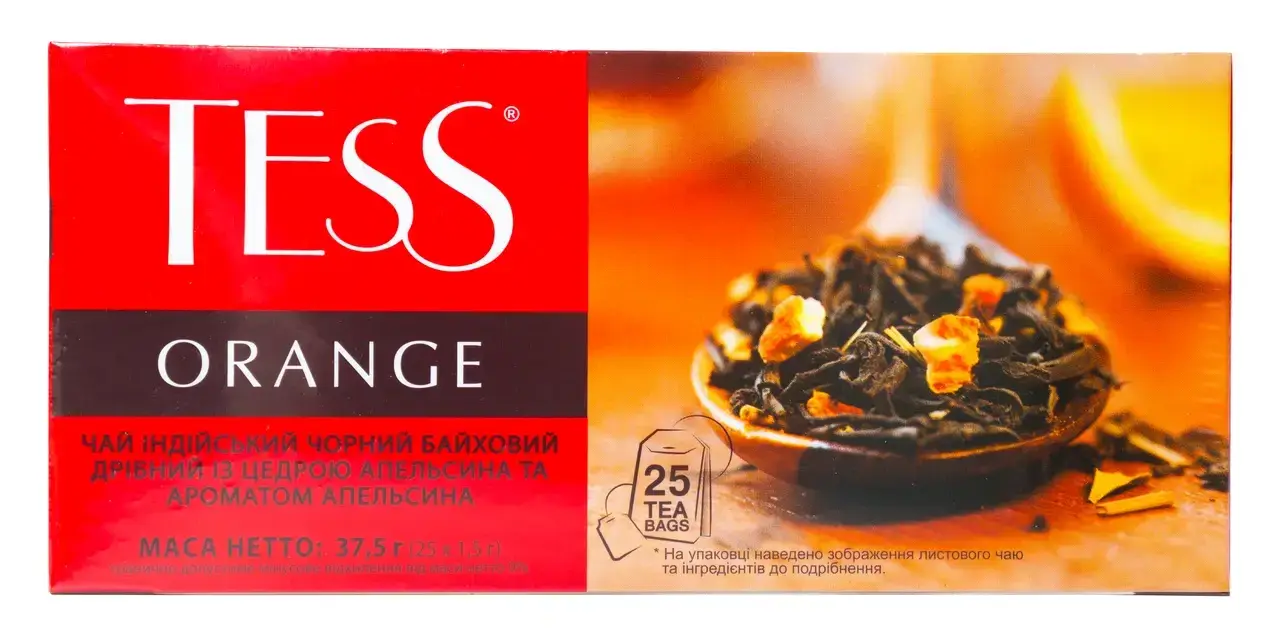 

Чай Tess Orange черный индийский байховый мелкий 25*1.5г/уп
