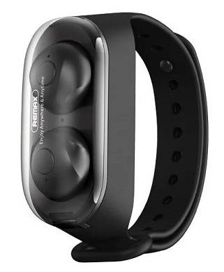 

Наушники беспроводные Remax TWS-15, Черный, в кейсе с браслетом