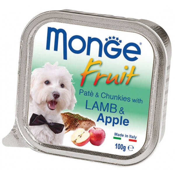 

Вологий корм Monge (Монже) DOG FRUIT ніжний паштет з ягням і яблуком, 100гр