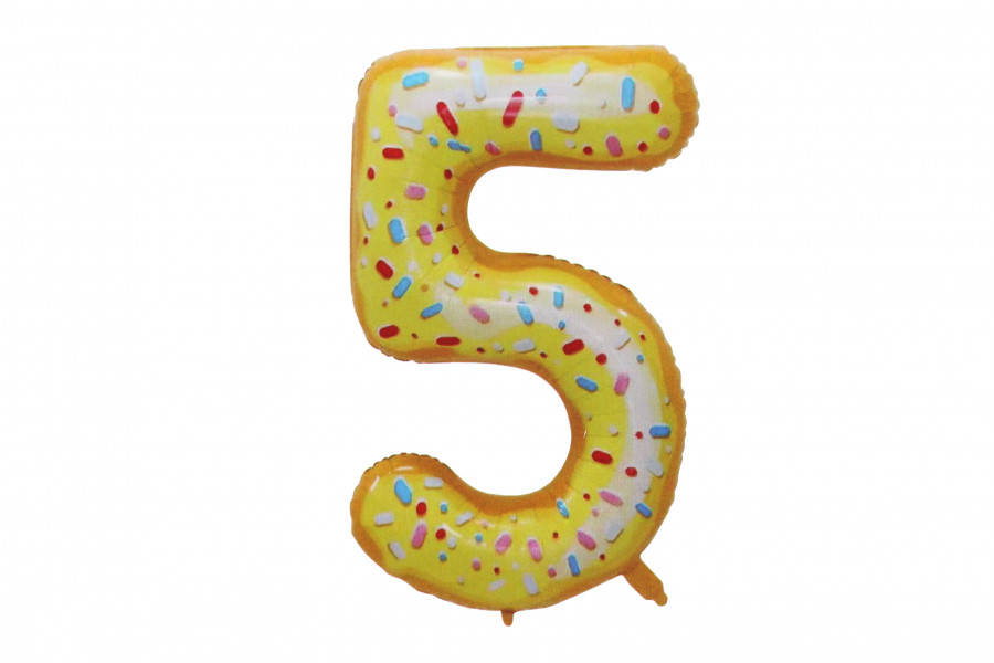 

Воздушный шар в форме цифры "5" 1м (упаковка 5 шт), Желтый