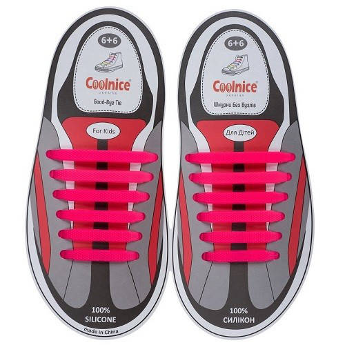 

Силиконовые шнурки Coolnice розовые (6+6) 12 шт./комплект