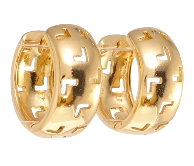 

Серьги Xuping Позолота 18K колечки "Резной орнамент" на одну сторону