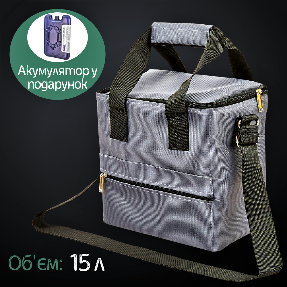 

Сумка-холодильник 15 л Термосумка Champion изотермическая для еды и напитков Полиэстер Серый (GA-0292-15)