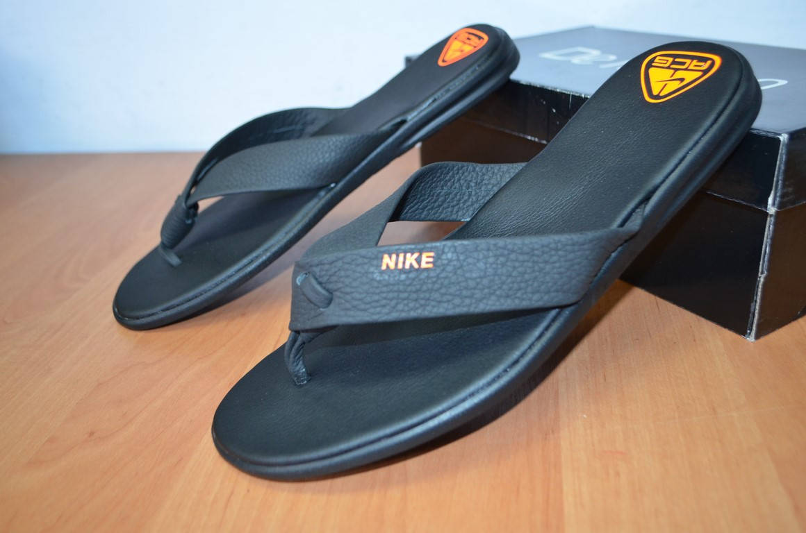 

Шлепанцы Nike.вьетнамки кожаные.Мужские вьетнамки Найк., Черный