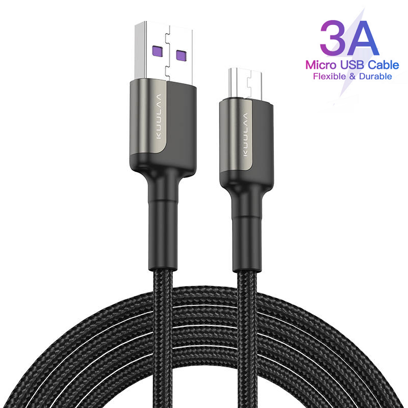 

Кабель Micro USB - USB (1m) провод быстрой зарядки для телефона KUULAA (KL-X33-M) Black-Grey