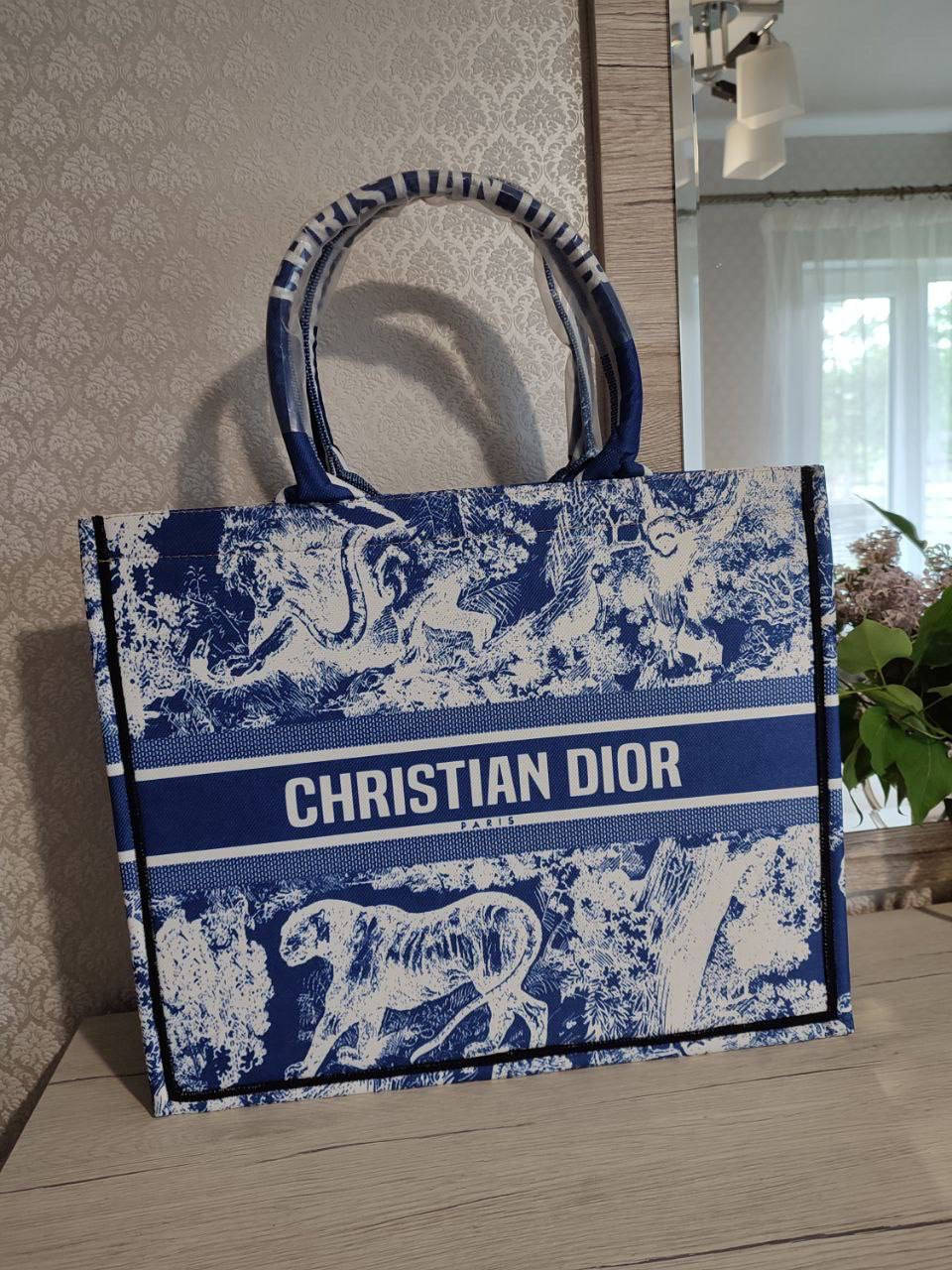 

Модный женский текстильный синий сумка шопер Christian Dior Кристиан Диор