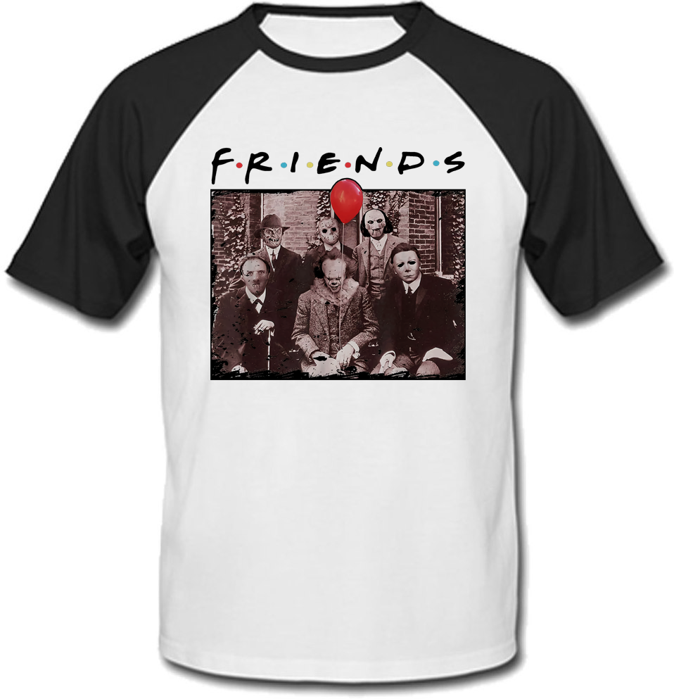

Футболка Friends - Horror (белая с чёрными рукавами) L
