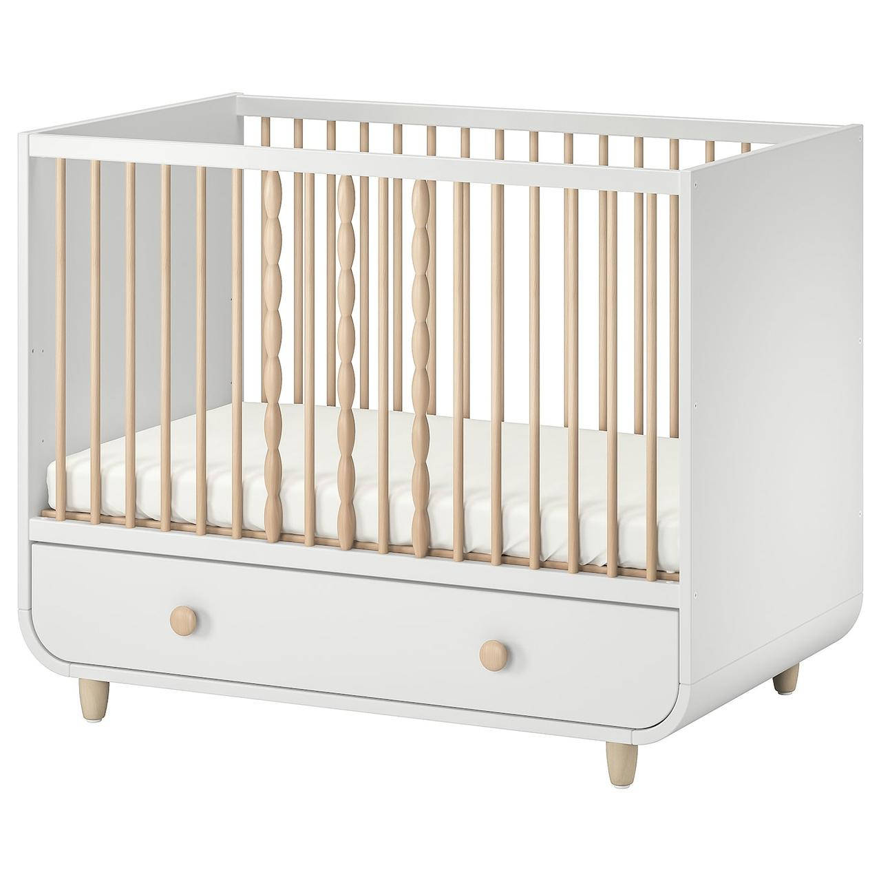 

IKEA MYLLRA Детская кроватка с ящиком, белый (904.835.84)