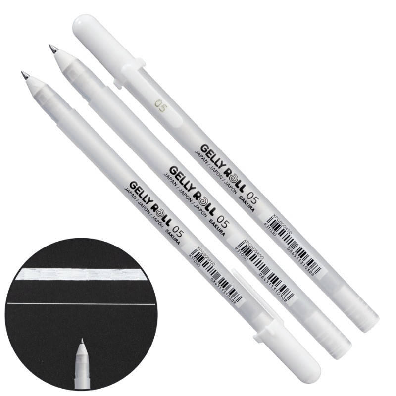 

Ручка гелевая белая Sakura Fine 0,3 мм Gelly Roll Basic 05 Sakura XPGB05#50, 310308