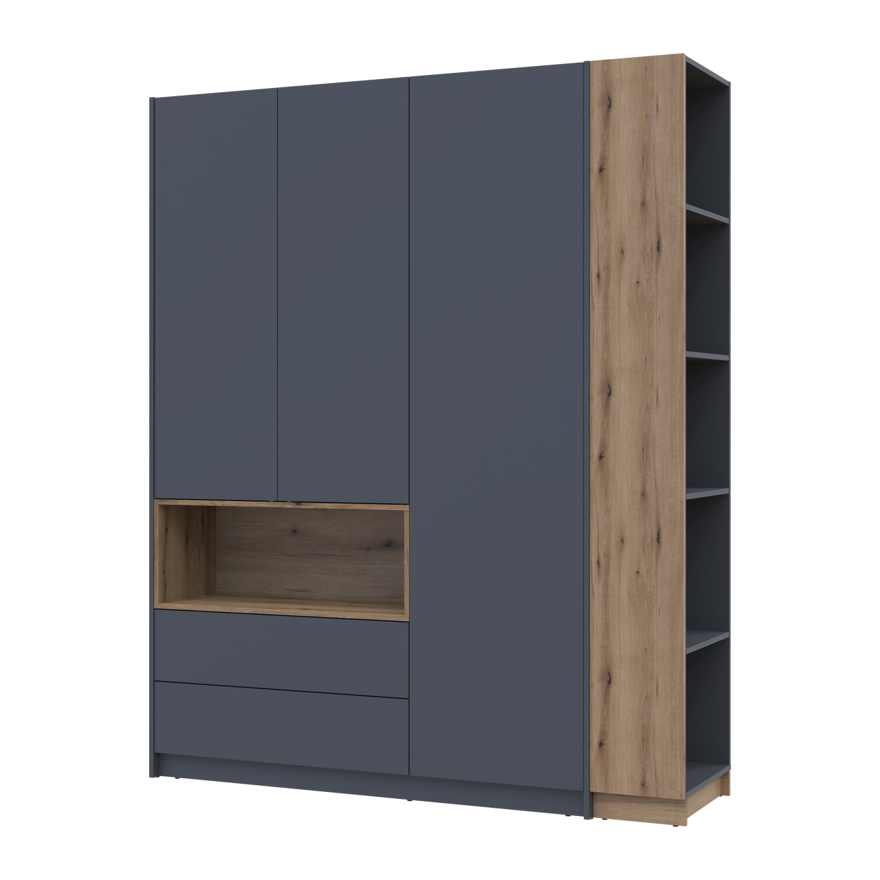 Шафа для одягу з нішею та етажеркою Doros Дейл Графіт/Дуб Евок 3 ДСП 178х52х220 (42005156) 7